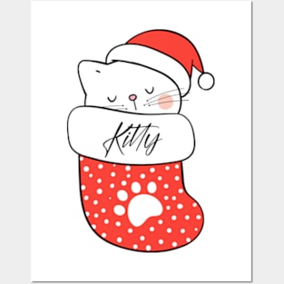 Kitty Cat Christmas Stocking Posters and Art